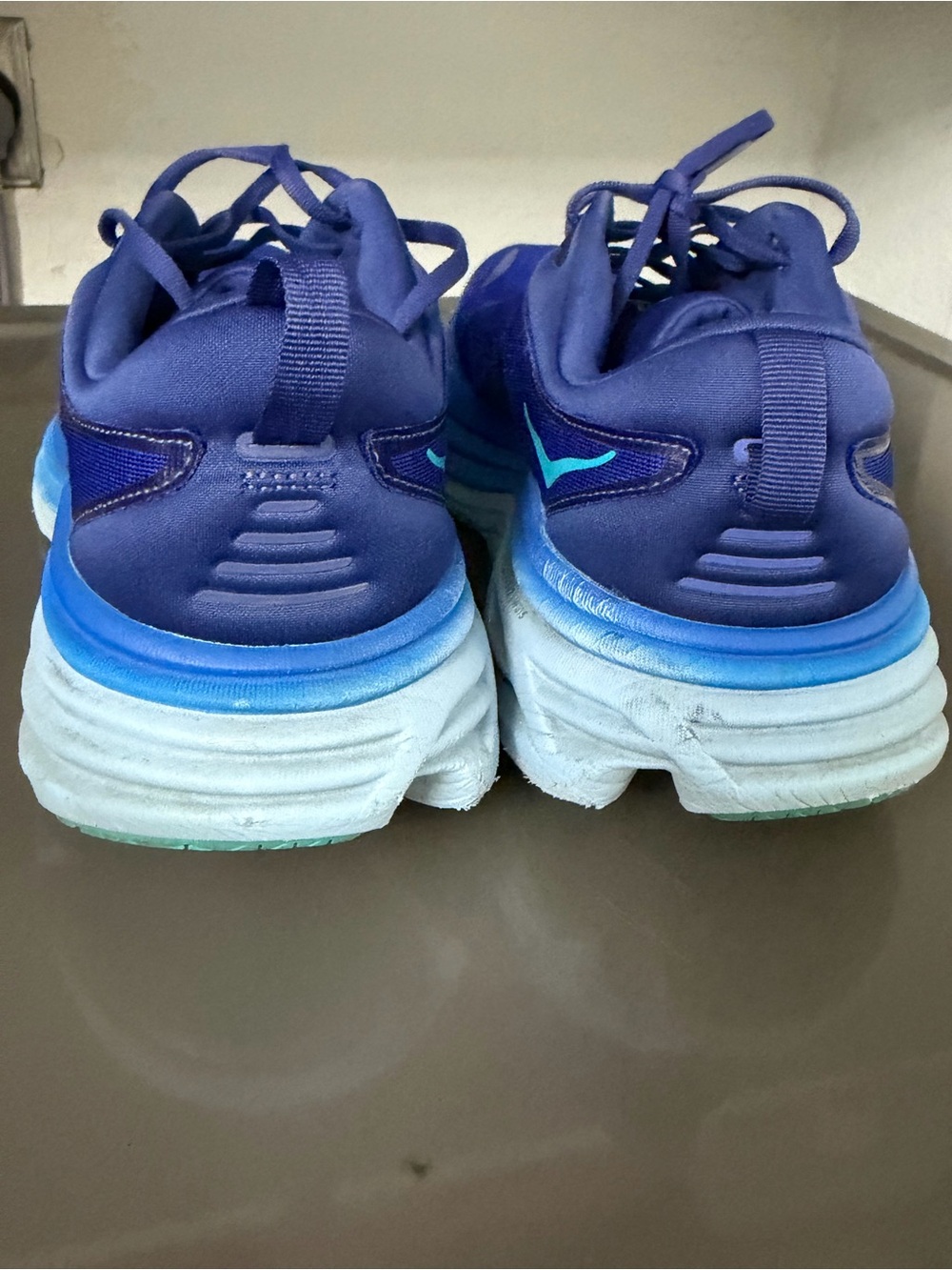 Hoka One One Navy Blue and Bright Blue Logo Running Shoes - Picture 4 of 14